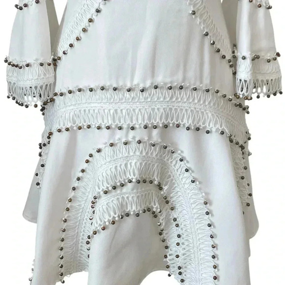 Mackenzie And Me White Beaded Cold Shoulder Dress - Picture 7 of 8